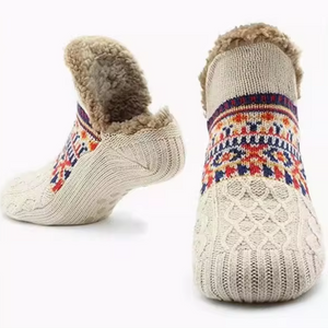 Varma strumpor i fluffig fleece för hemmaanvändning | Extra varma och halkfria universalstrumpor