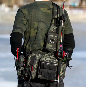Vattentät fiskväska med axelrem och höftrem | Kompakt fiskeväska & spöbag
