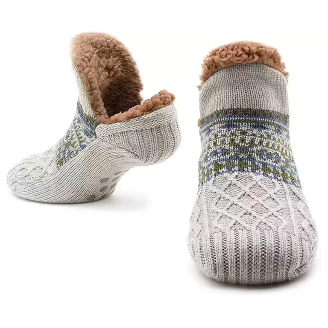 Varma strumpor i fluffig fleece för hemmaanvändning | Extra varma och halkfria universalstrumpor