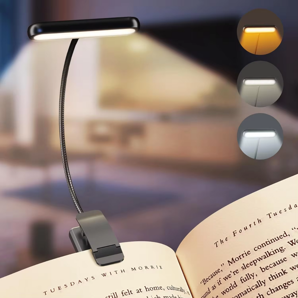 Smart LED-läslampa med Klämma | Uppladdningsbar & Bärbar