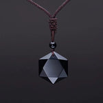 Hexagram amulet | Tibetan svart obsidian