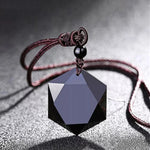 Hexagram amulet | Tibetan svart obsidian