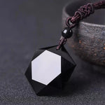 Hexagram amulet | Tibetan svart obsidian