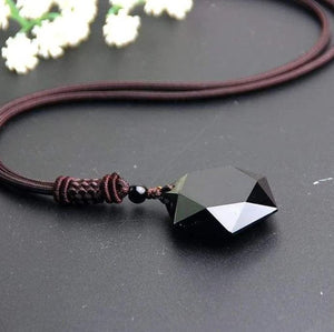 Hexagram amulet | Tibetan svart obsidian