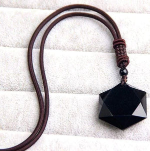 Hexagram amulet | Tibetan svart obsidian